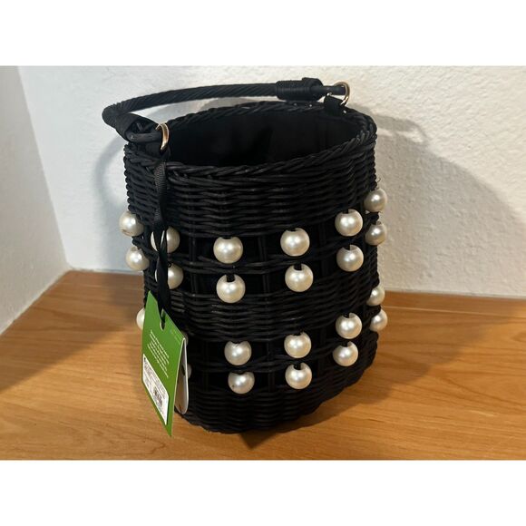 Kate Spade New York x Target Pearl Embellished Black Basket Bucket Bag NWT - Picture 3 of 8